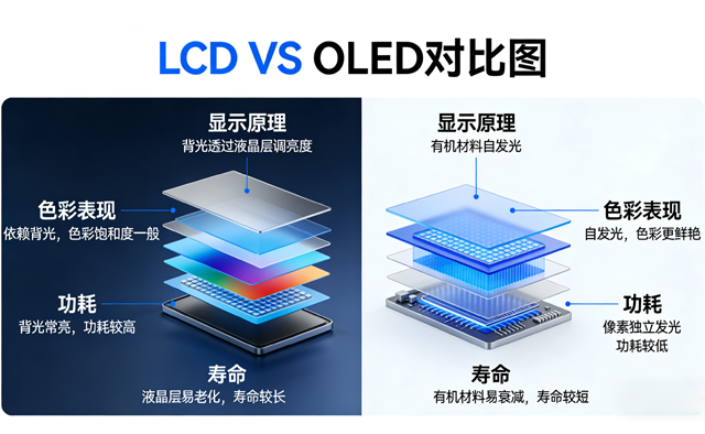 LCD屏与OLED屏对比图