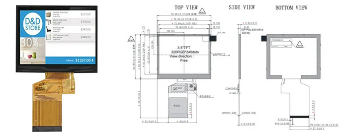 一款3.5英寸工业级TFT液晶显示屏