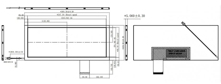10.2英寸TFT-LCD条形液晶屏图纸