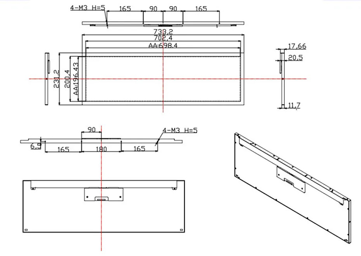 28.8寸700高亮条形tft彩屏