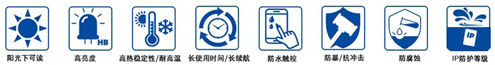 阳光下可读,高亮度,高热稳定性 阳光下可读,高亮度,高热稳定性